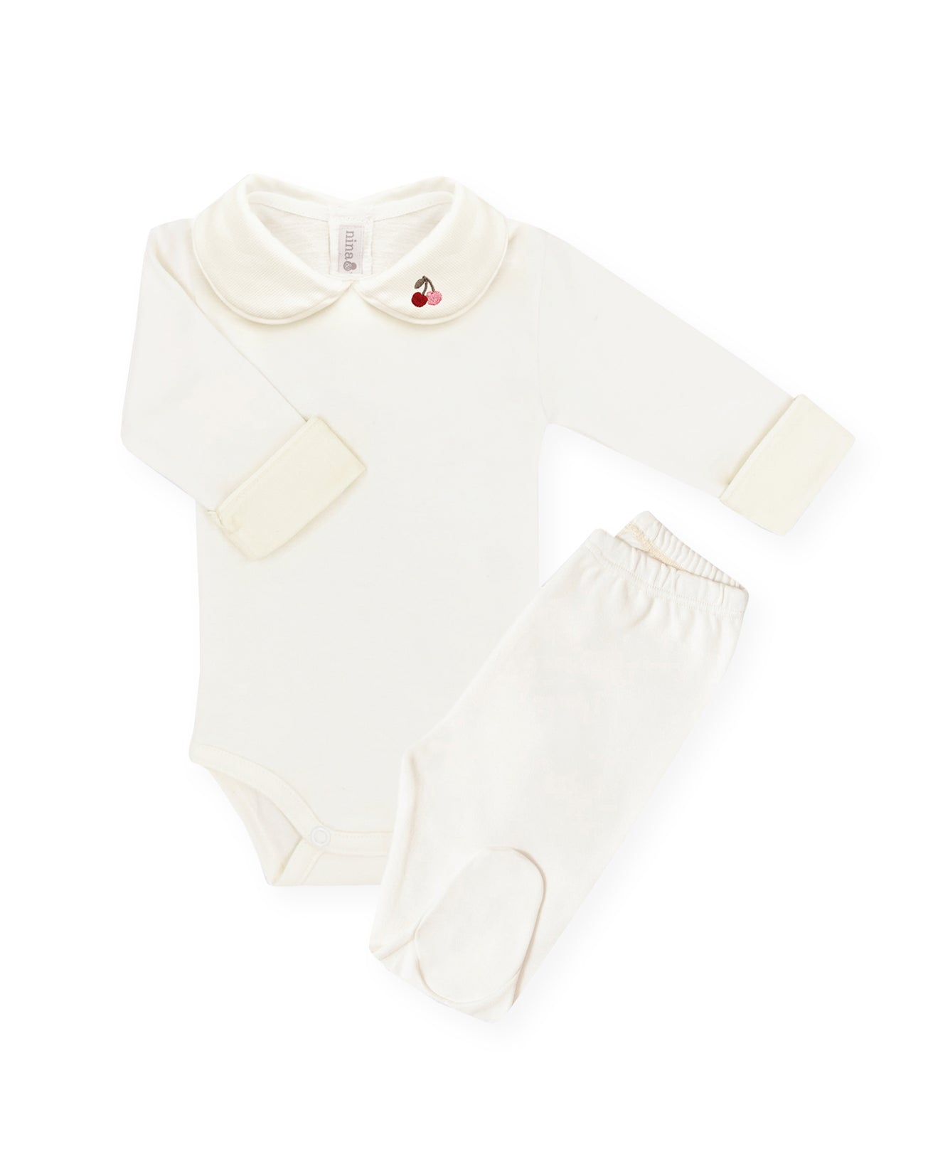 Body Bordado Cereja Cru - Nina & Maria Baby Store