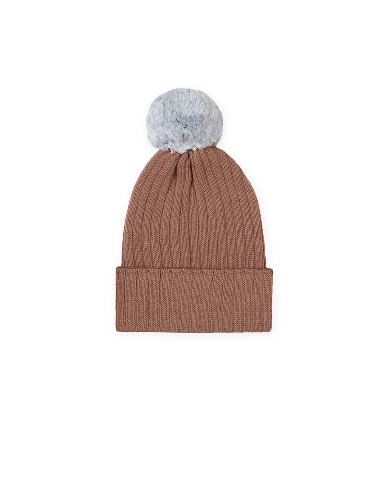 Gorro Pompom Canelado Marrom