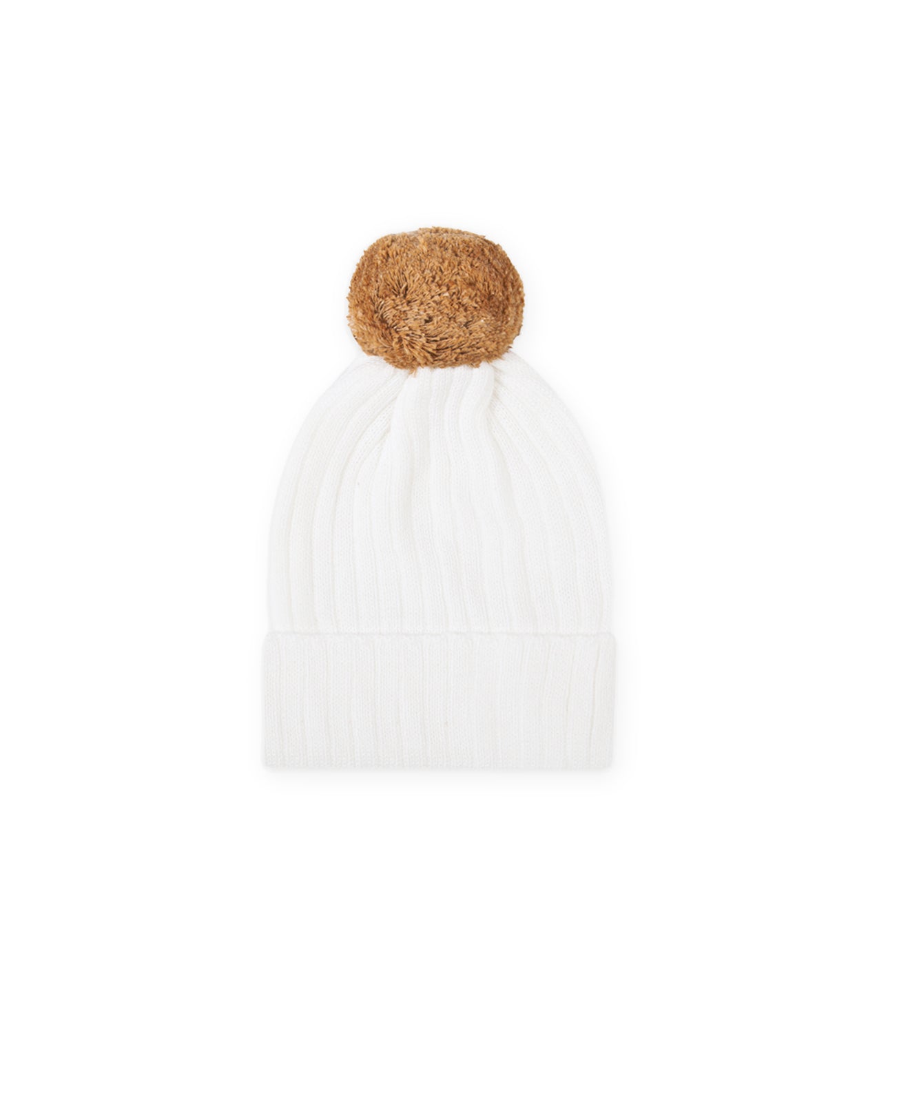 Gorro Pompom Canelado Branco