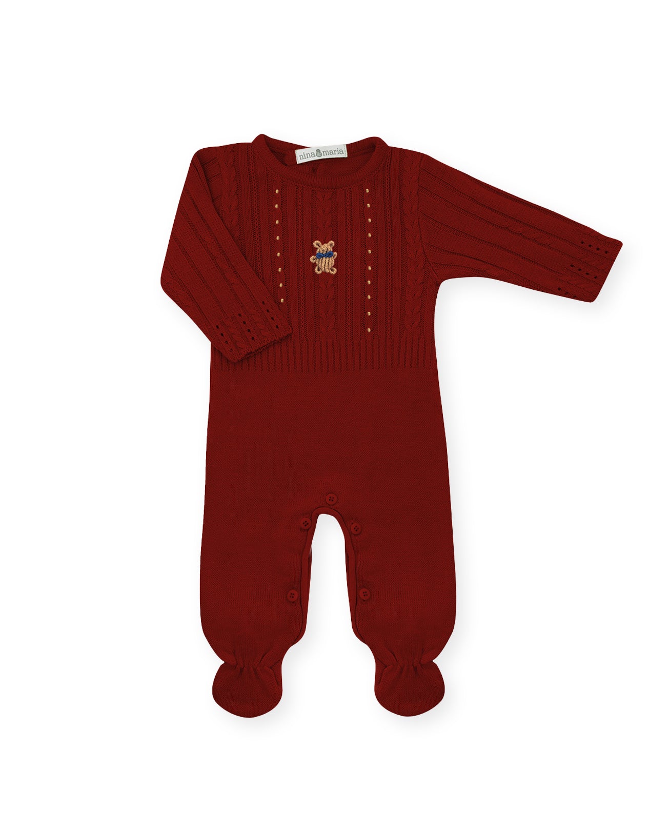 Macacão Urso Rococó Vermelho - Nina & Maria Baby Store