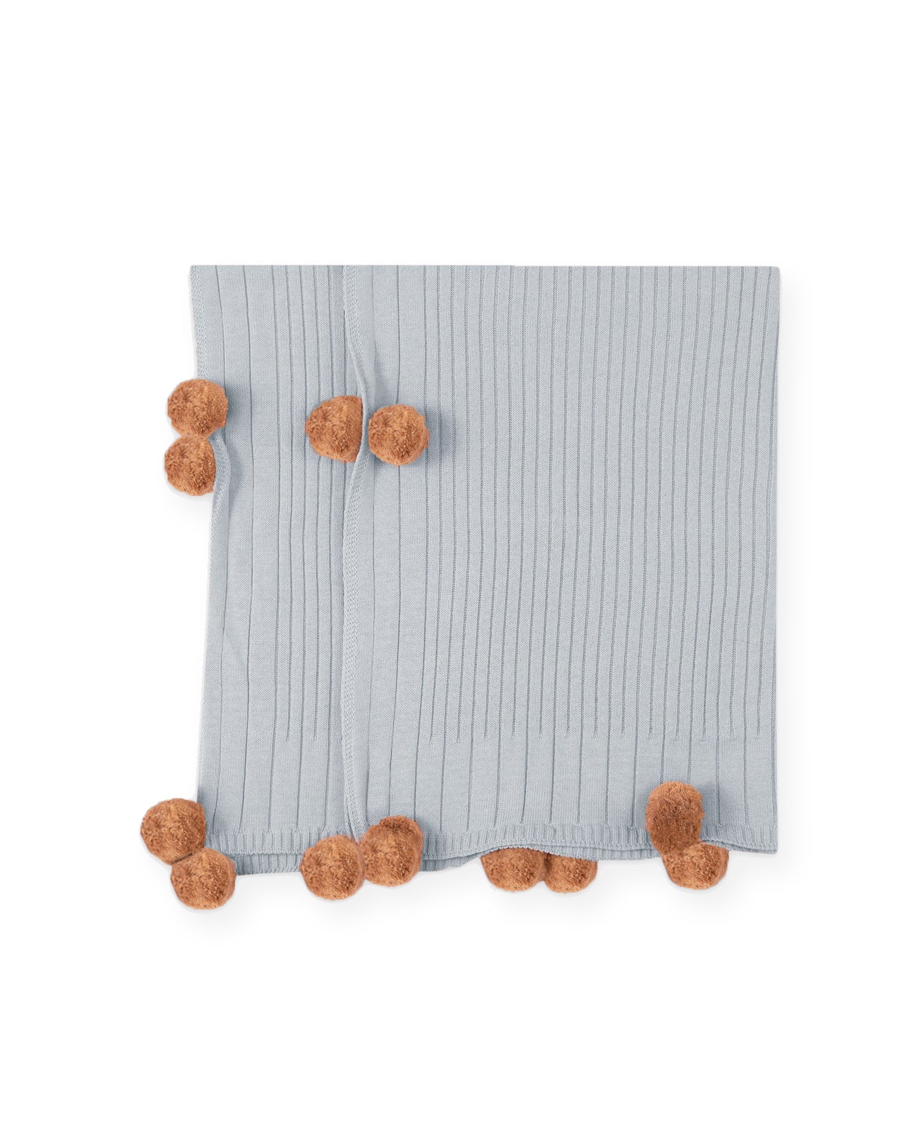 Manta Canelada Pompom Azul