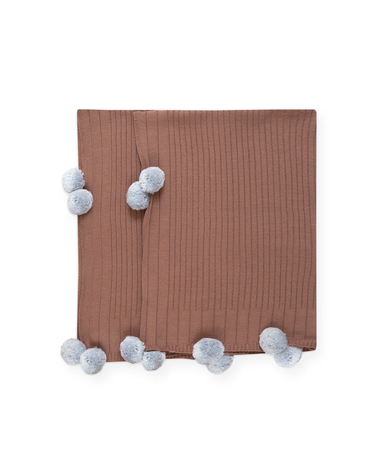Manta Canelada Pompom Marrom