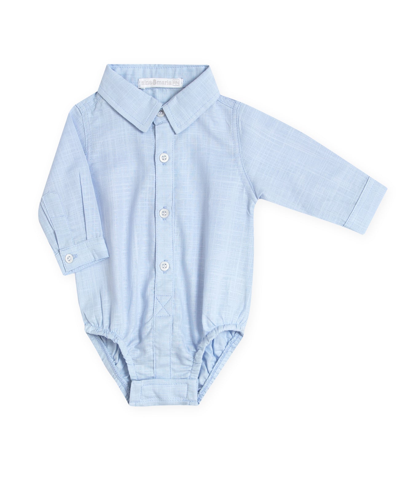 Body Camisa Manga Longa Azul