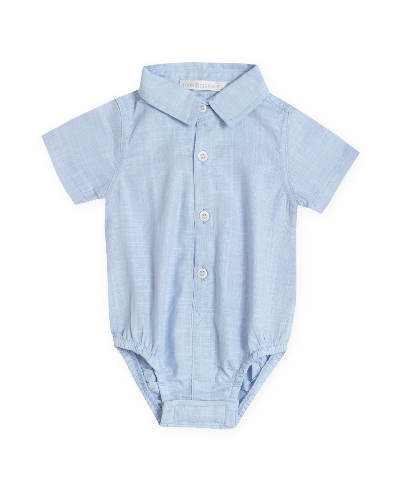 Body Camisa Manga Curta Azul