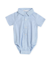 Body Camisa Manga Curta Azul