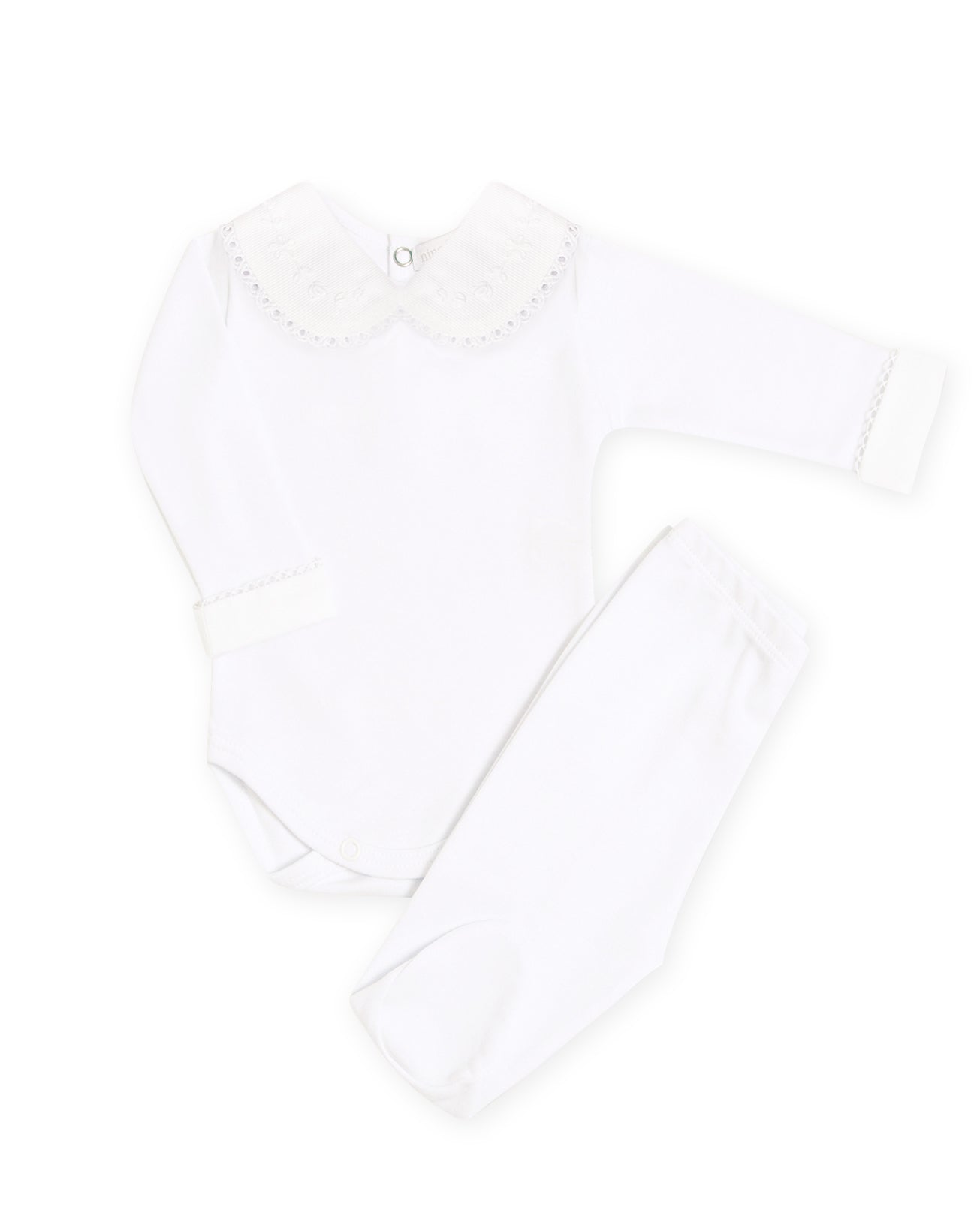 Body Bordado Flores Brancas Rococó - Nina & Maria Baby Store