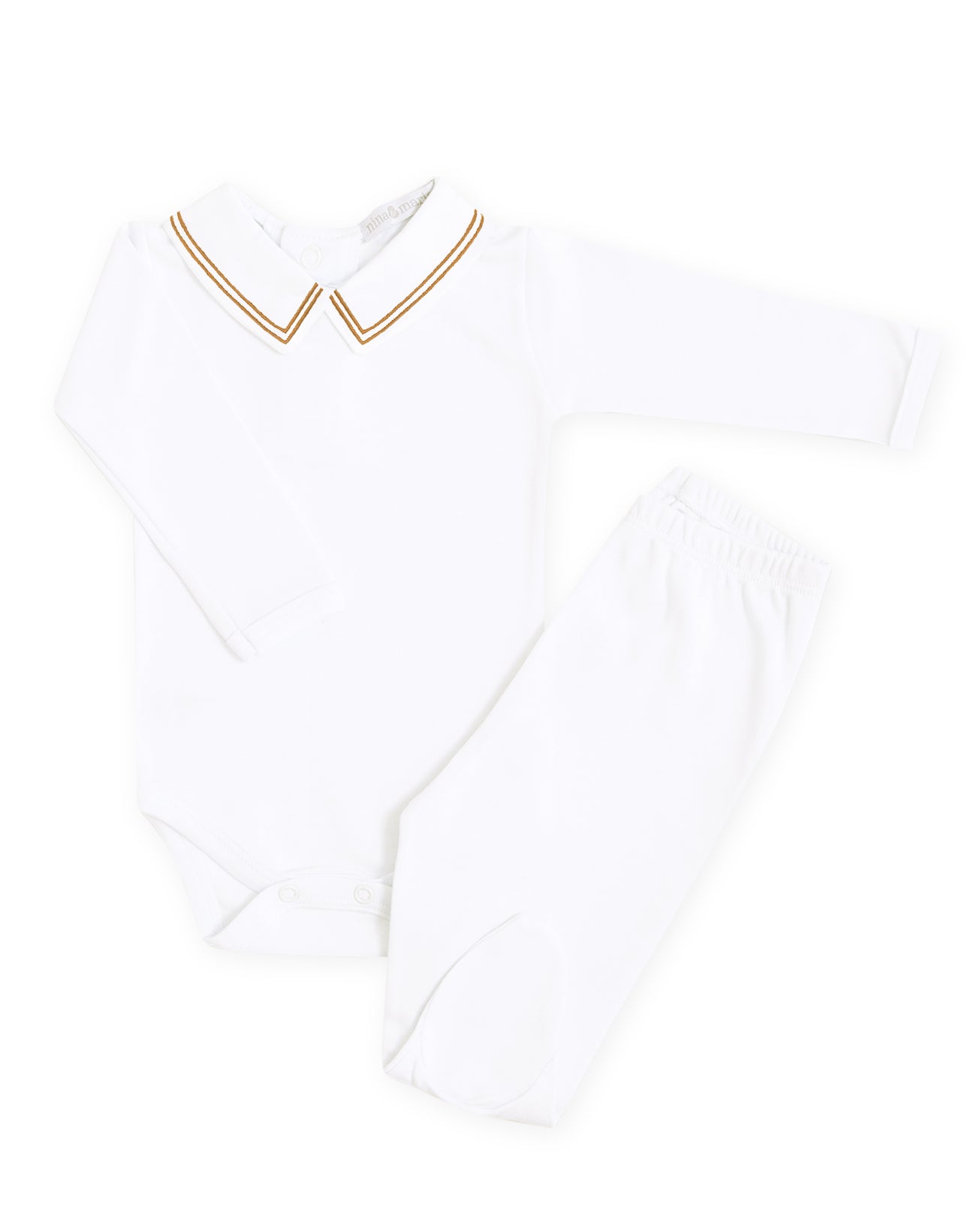 Body Bordado Listras Caramelo - Nina & Maria Baby Store
