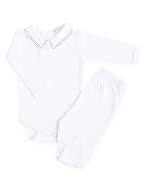 Body Bordado Listras Cinza - Nina & Maria Baby Store