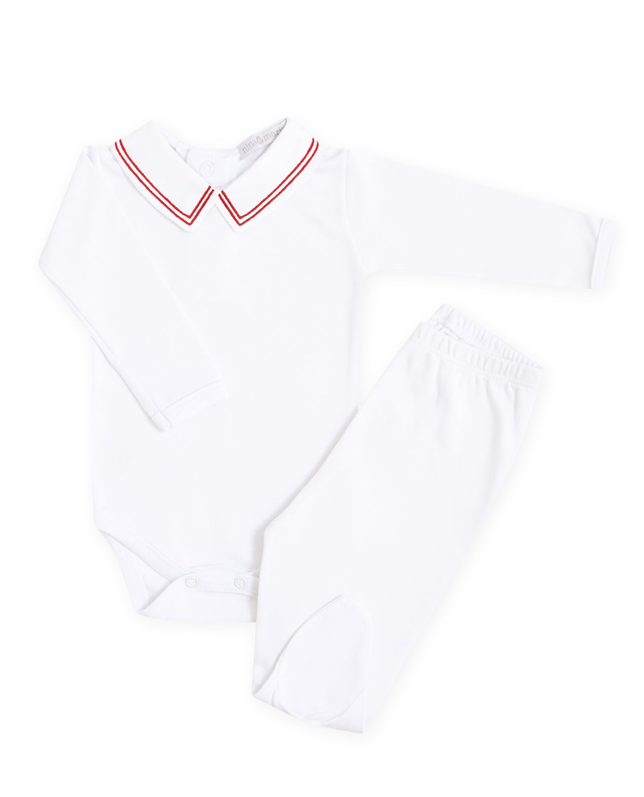 Body Bordado Listras Vermelho - Nina & Maria Baby Store