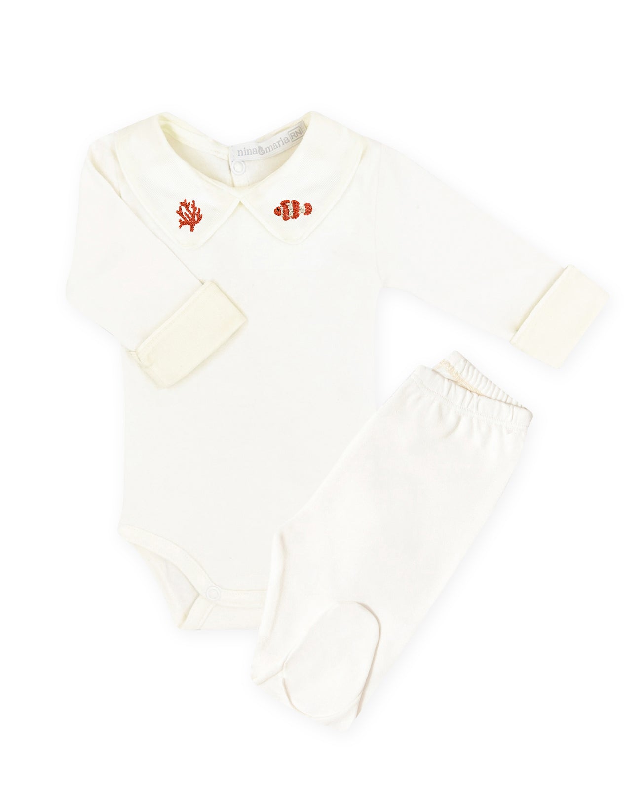 Body Bordado Peixe Coral