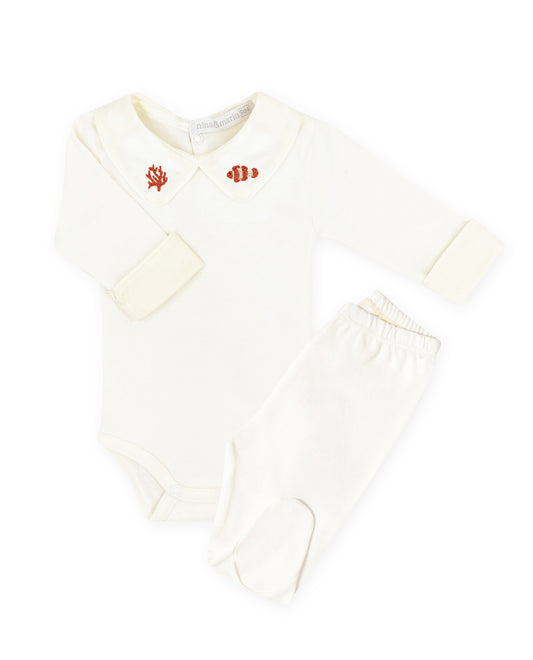 Body Bordado Peixe Coral 1305