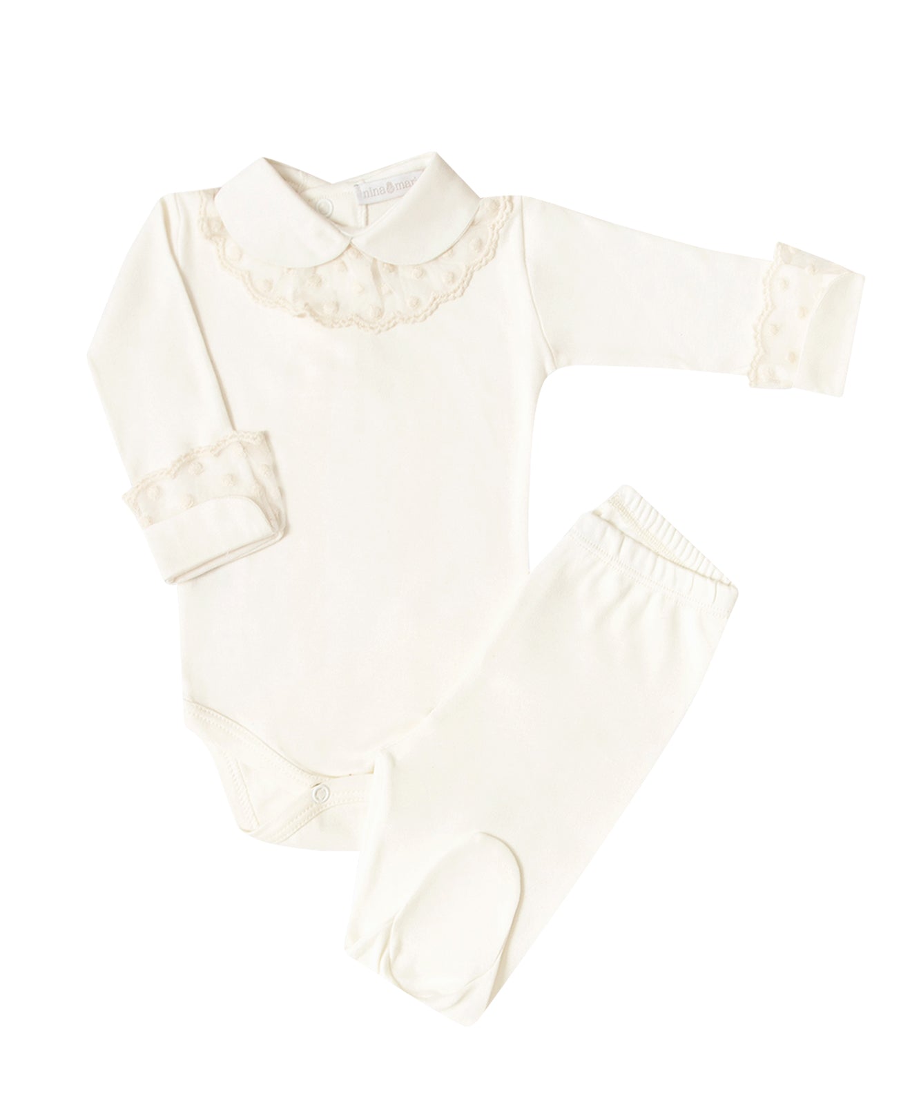 Body Renda Sobreposta Cru Bolinha
