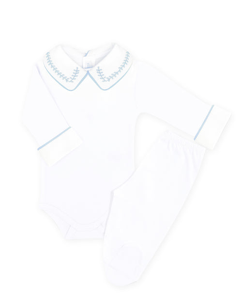 Body Bordado Trigo Azul Masculino - Nina & Maria Baby Store