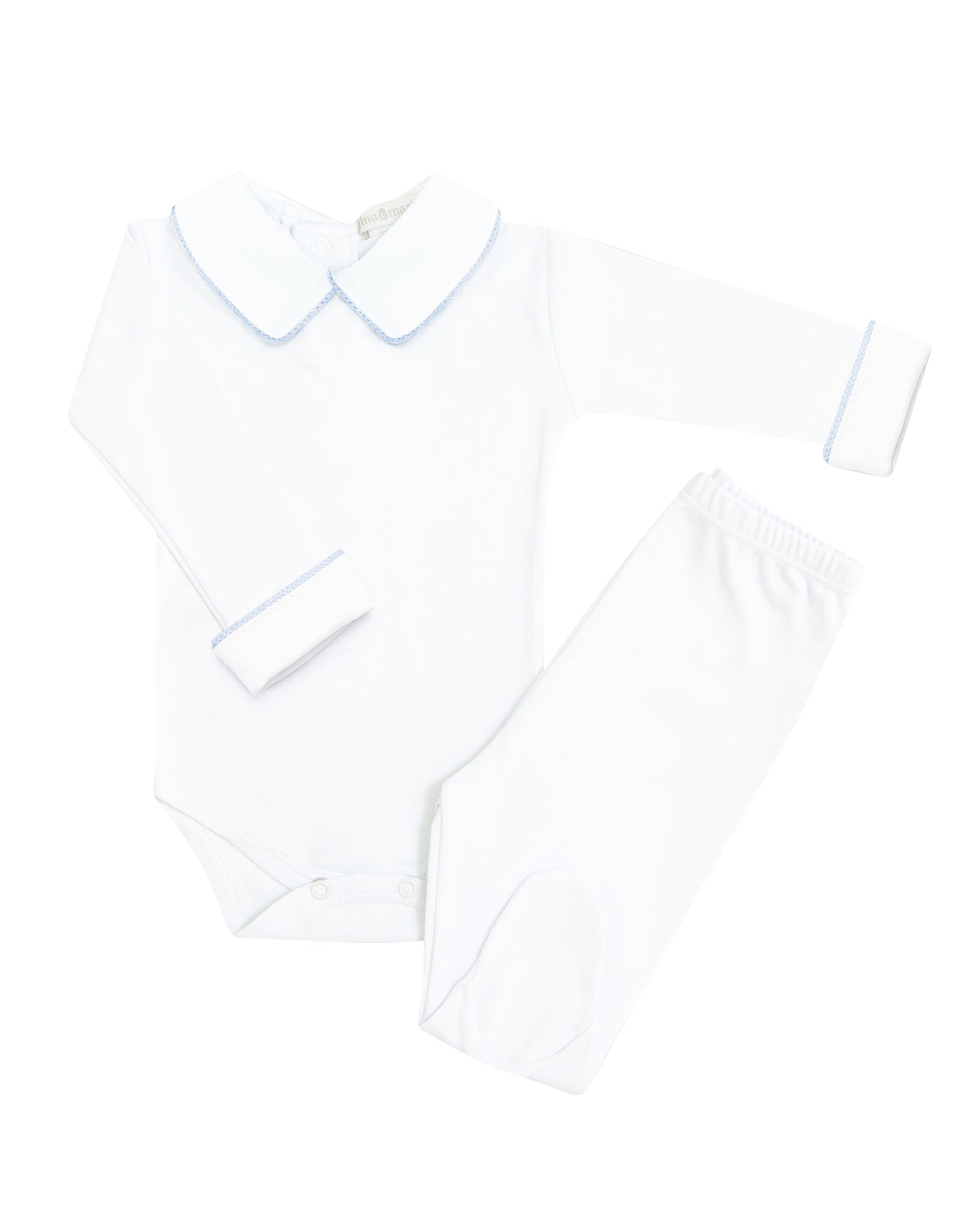 Body Viés em Tricot Azul-Bebê Masculino - Nina & Maria Baby Store