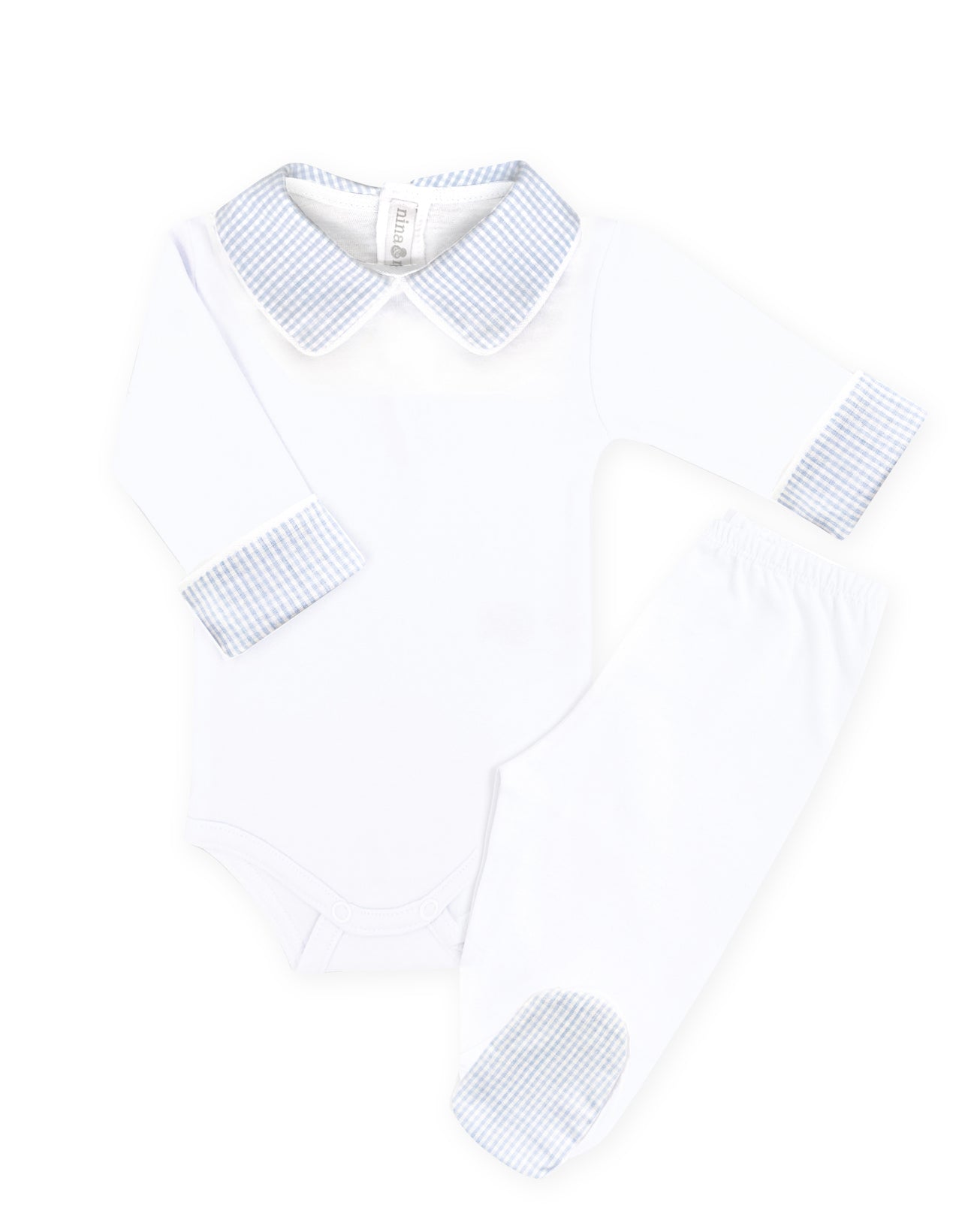 Body Azul Claro Xadrez - Nina & Maria Baby Store
