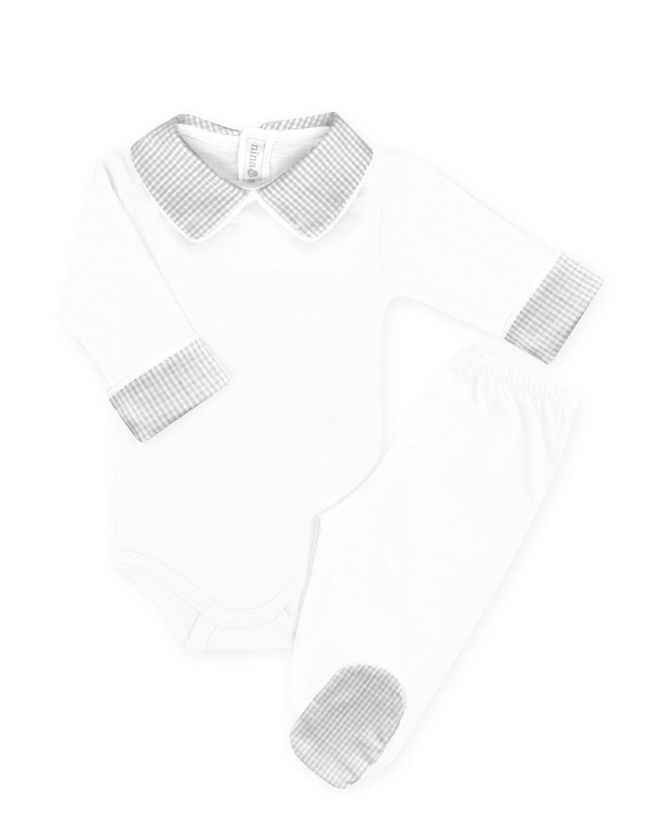 Body Cinza Xadrez - Nina & Maria Baby Store