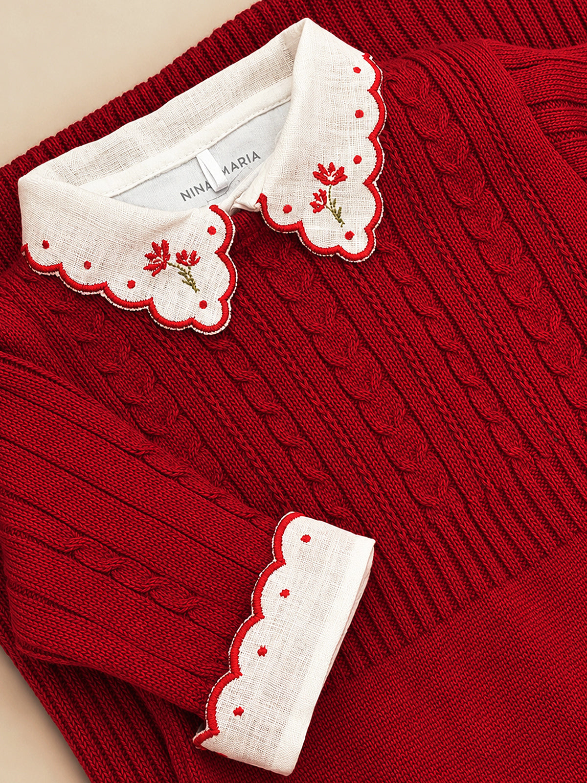 Body Flor de Linho em Algodão Egípcio Vermelho