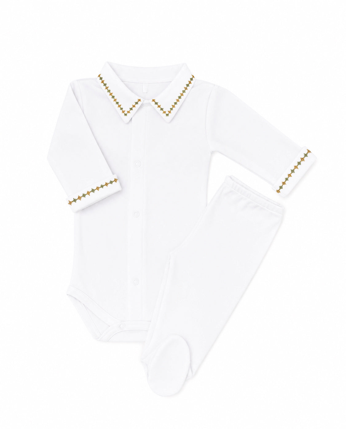 Body Stars em Algodão Egípcio - Olive e Caramelo - Nina & Maria Baby Store