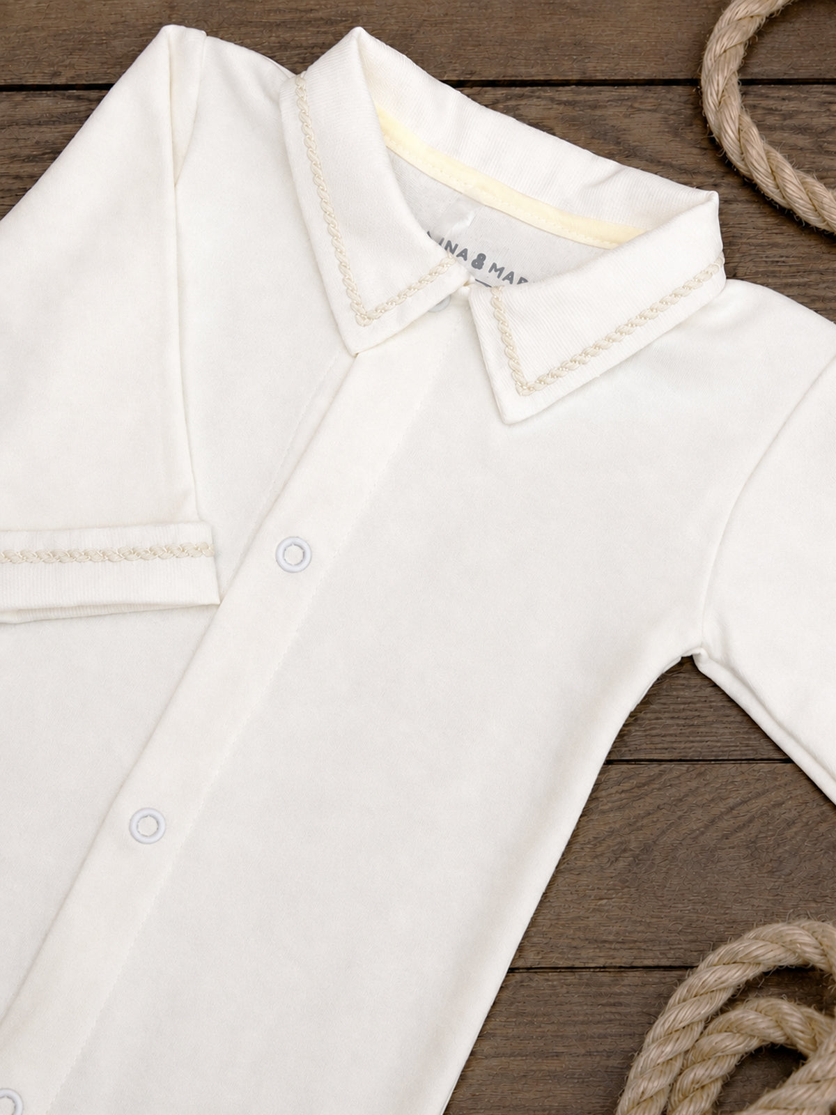 Body Corda em Algodão Egípcio - Off-White - Nina & Maria Baby Store