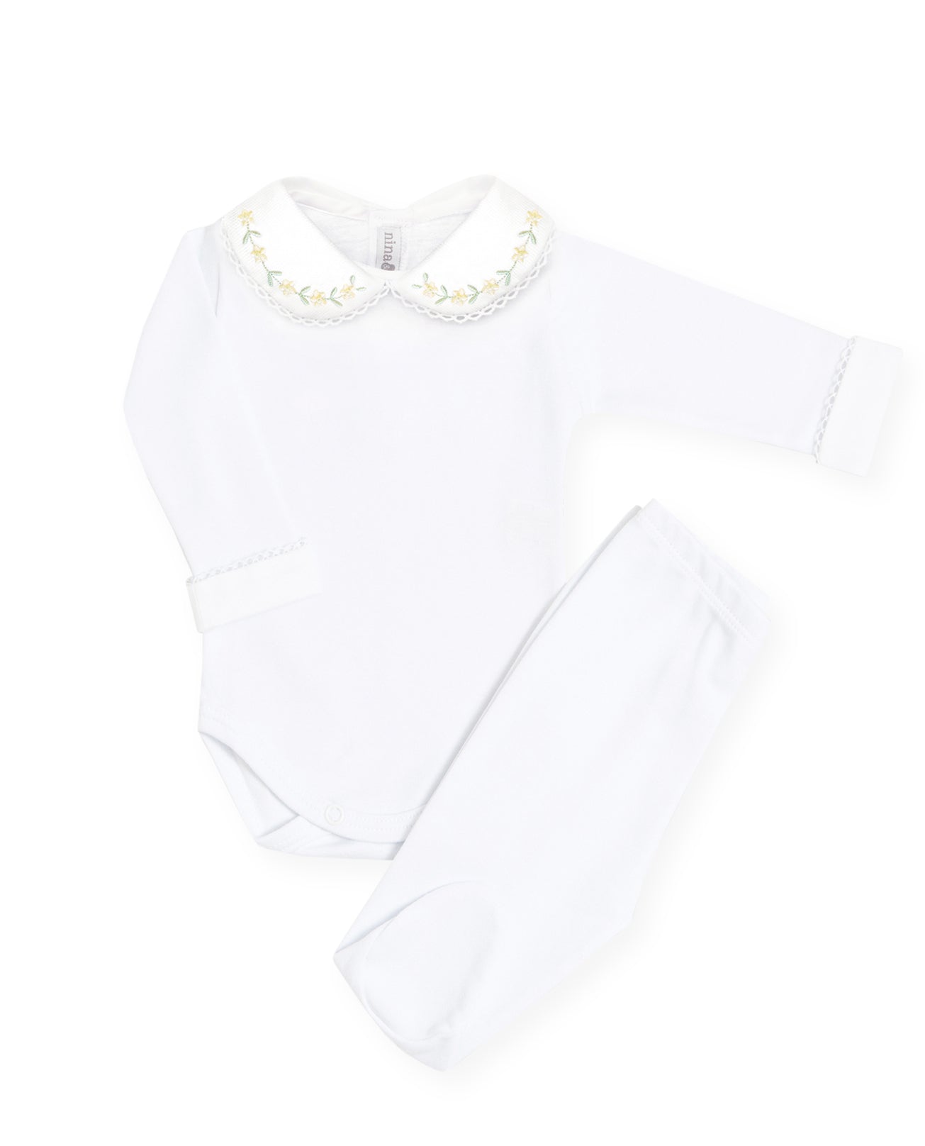 Body Bordado Primavera Amarelo - Nina & Maria Baby Store