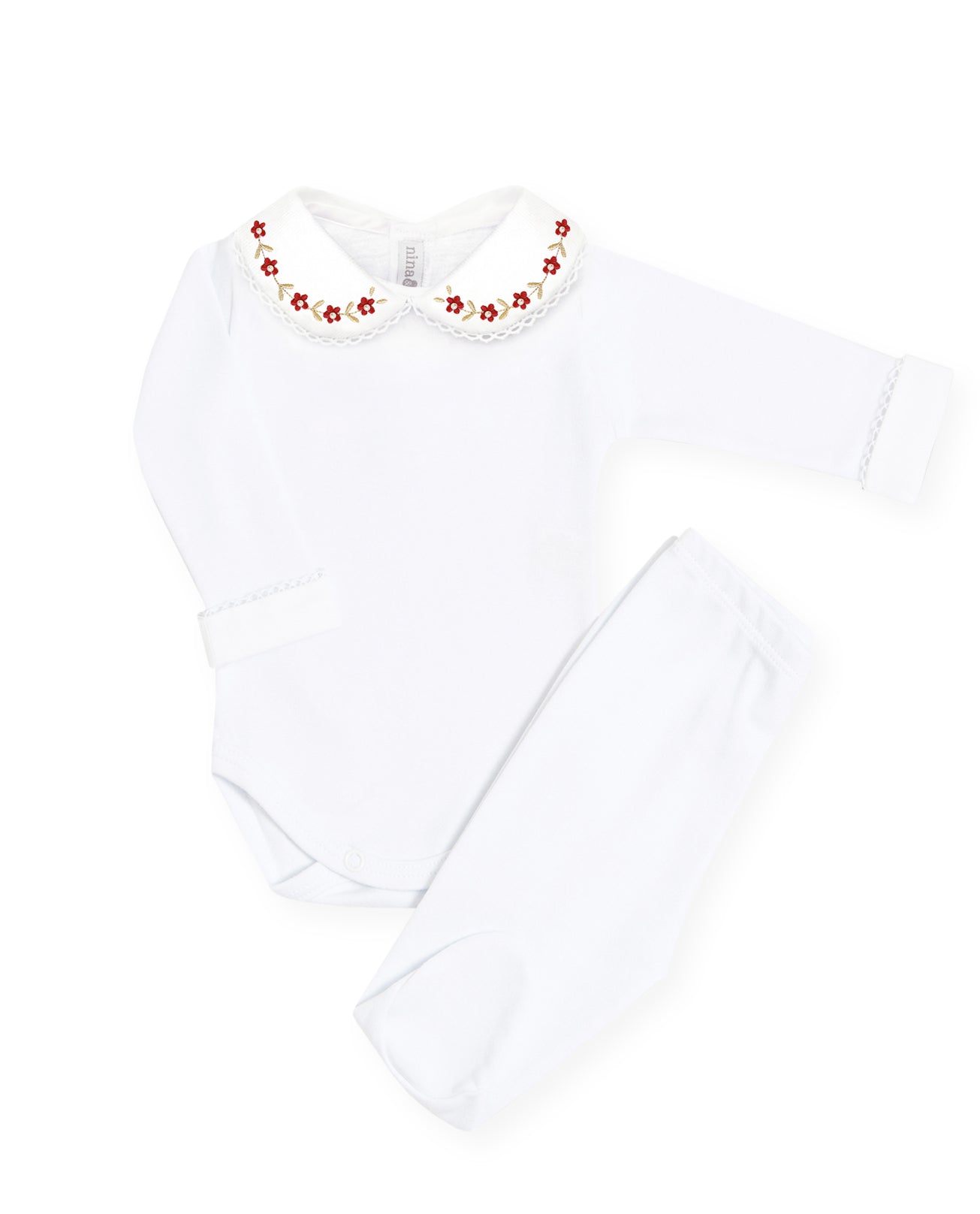 Body Bordado Primavera Vermelho - Nina & Maria Baby Store