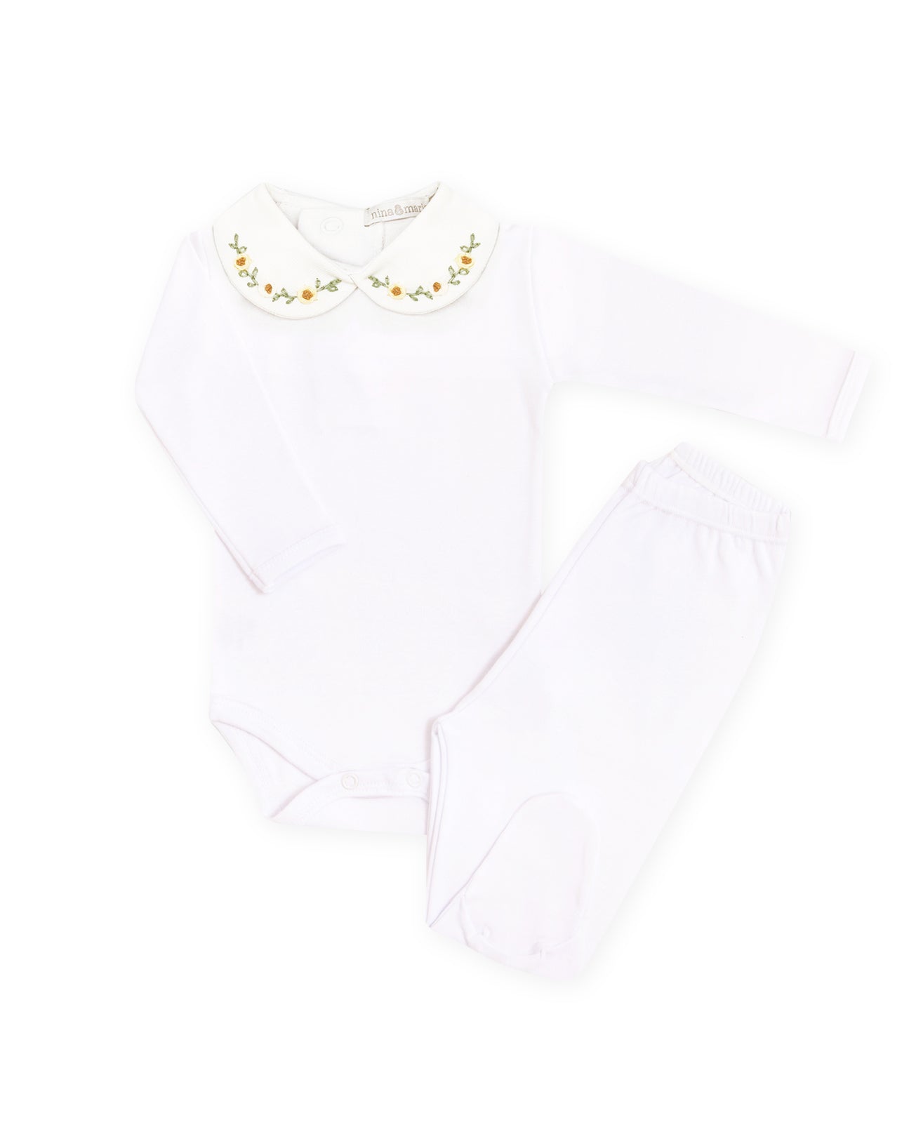 Body Bordado Trio Flores Amarelas