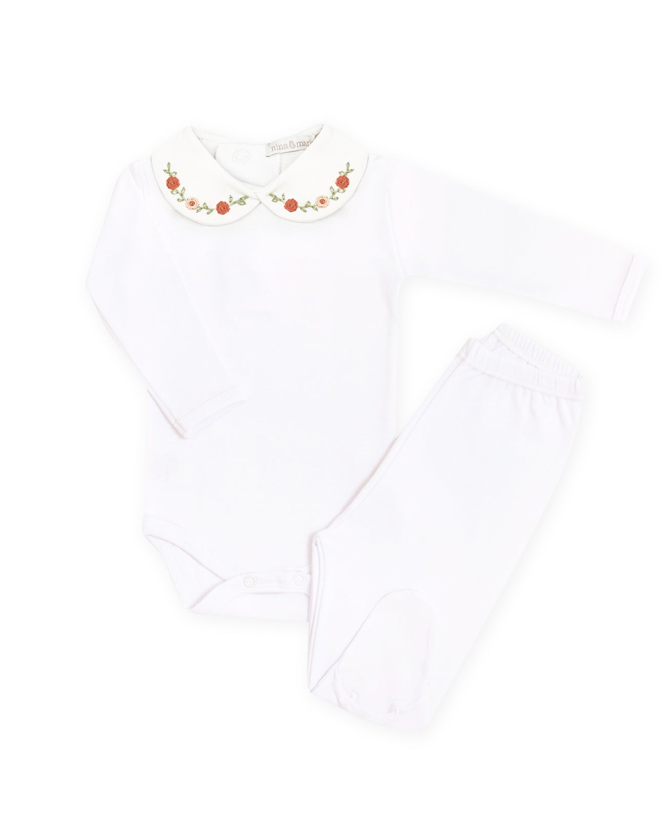 Body Bordado Trio Flores Terracota