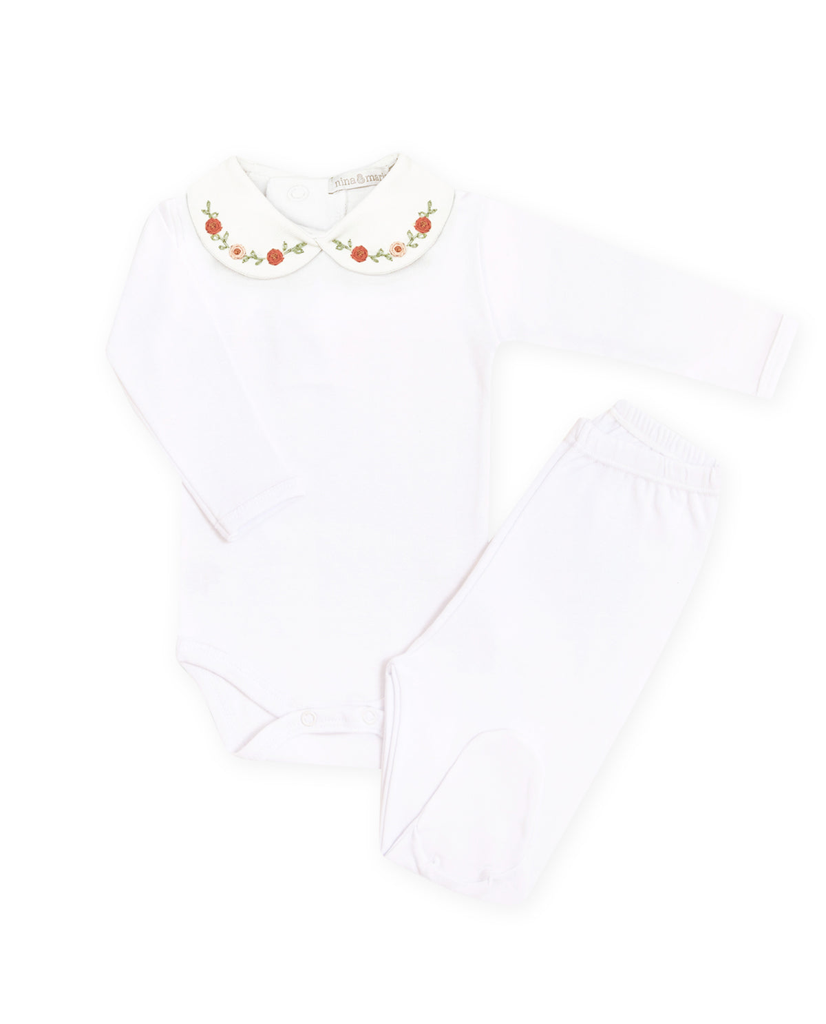 Body Bordado Trio Flores Terracota