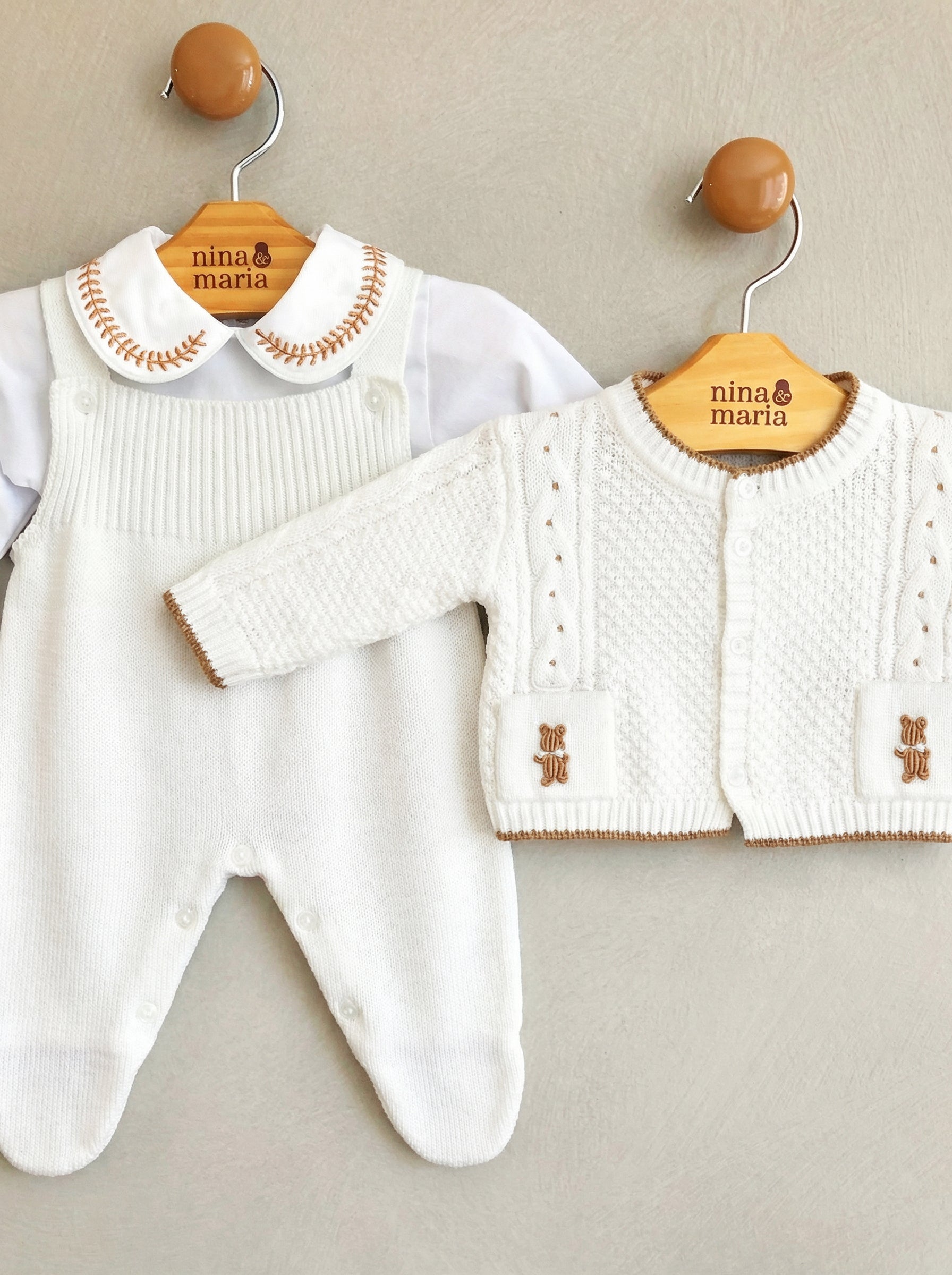 Conjunto Ursinhos Rococó Branco - Nina & Maria Baby Store