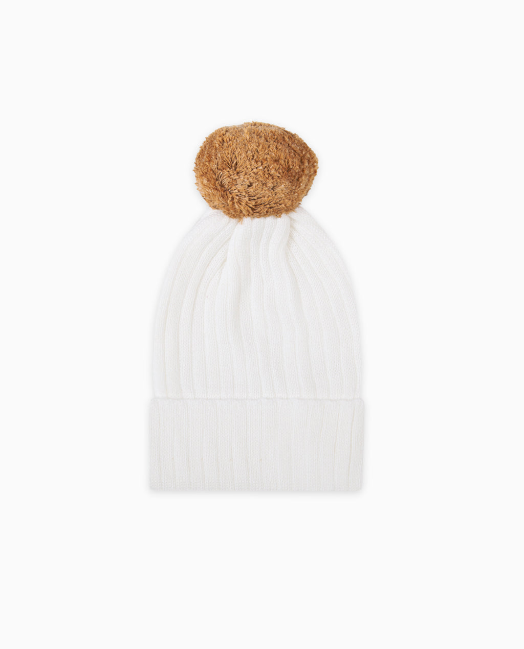 Gorro Pompom Canelado Branco