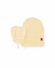 Kit Gorro e Luvas Canelado  Amarelo