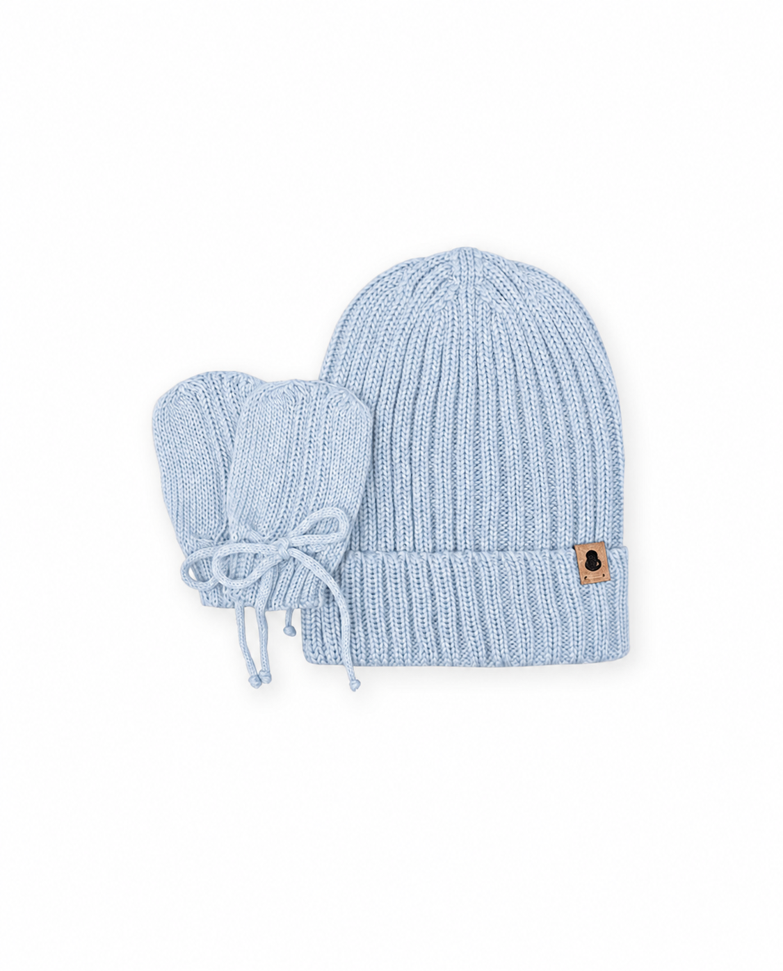 Kit Gorro e Luvas Canelado - Azul - Nina & Maria Baby Store