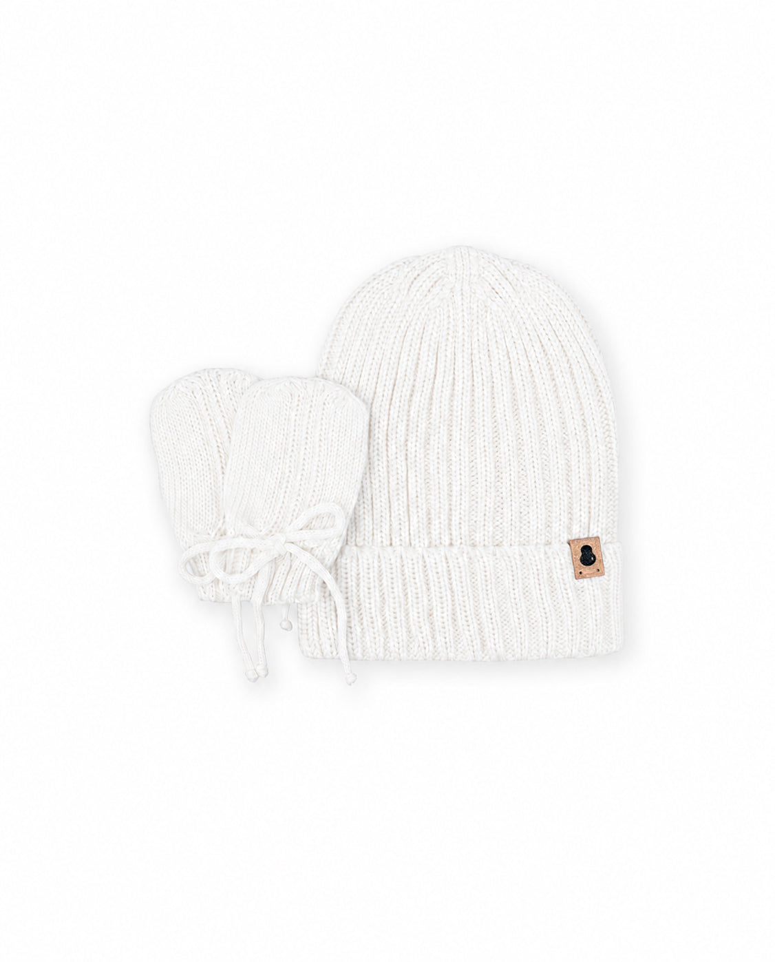 Kit Gorro e Luvas Canelado - Branco