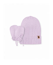 Kit Gorro e Luvas Canelado  Lilás