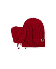 Kit Gorro e Luvas Canelado - Vermelho - Nina & Maria Baby Store