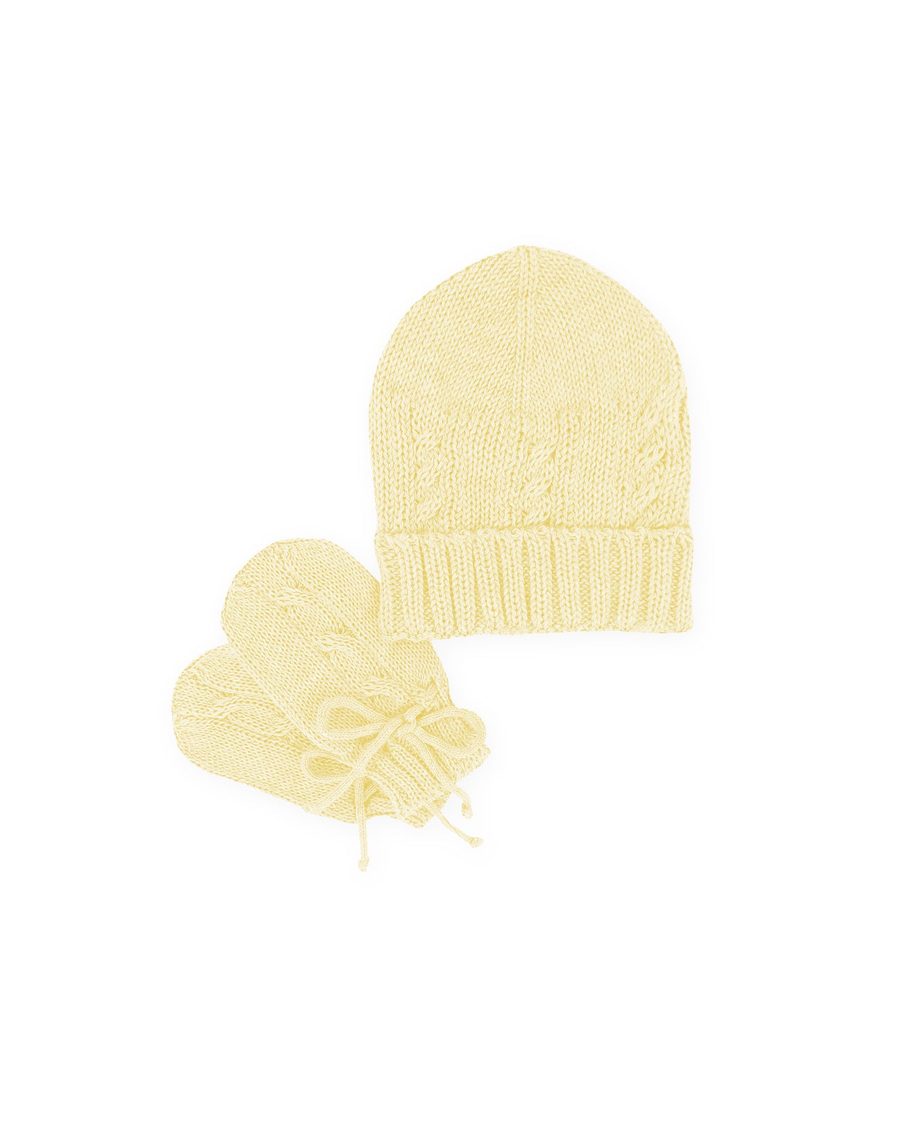 Kit Gorro e Luvas Trança Amarelo