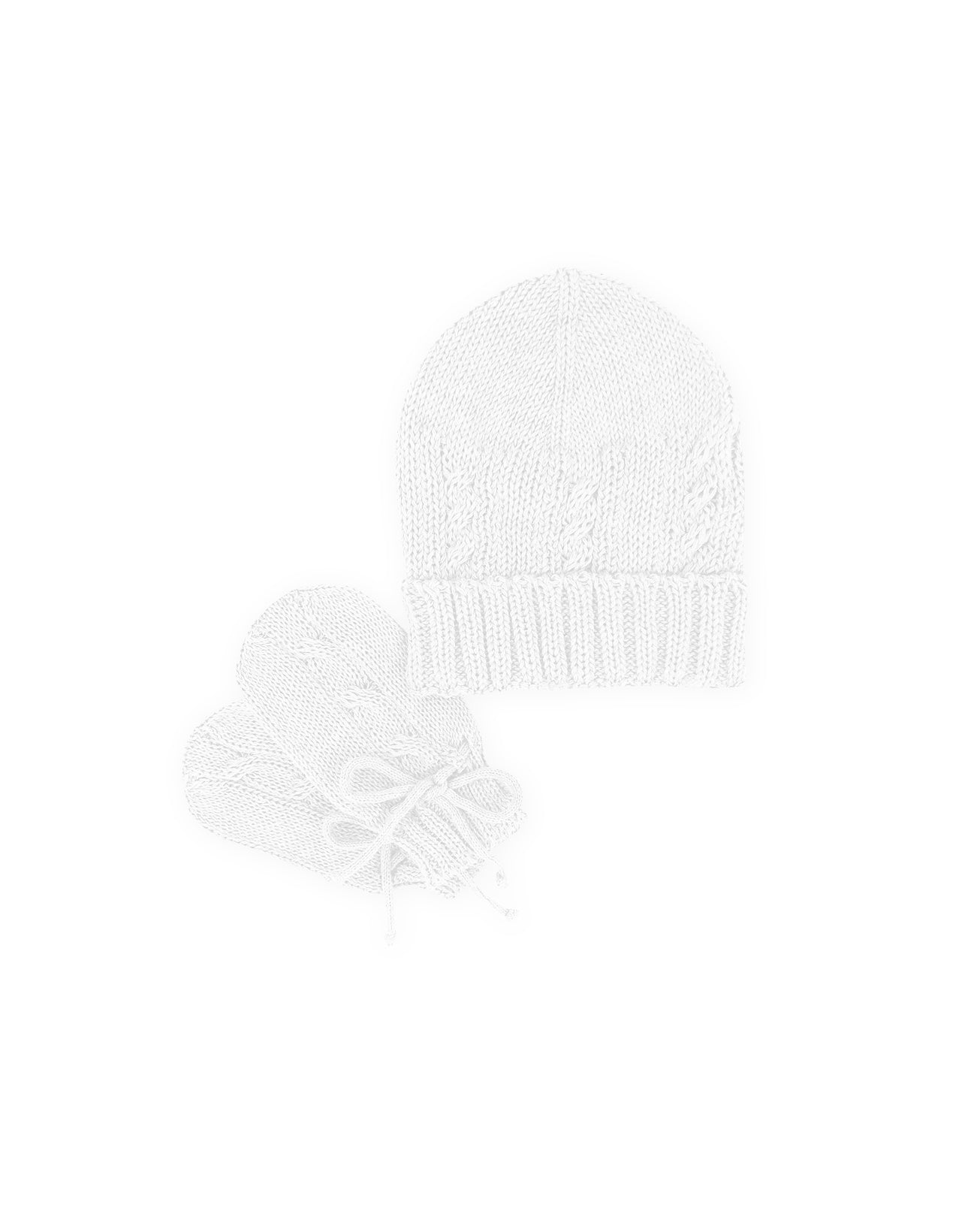 Kit Gorro e Luvas Trança Branco - Nina & Maria Baby Store