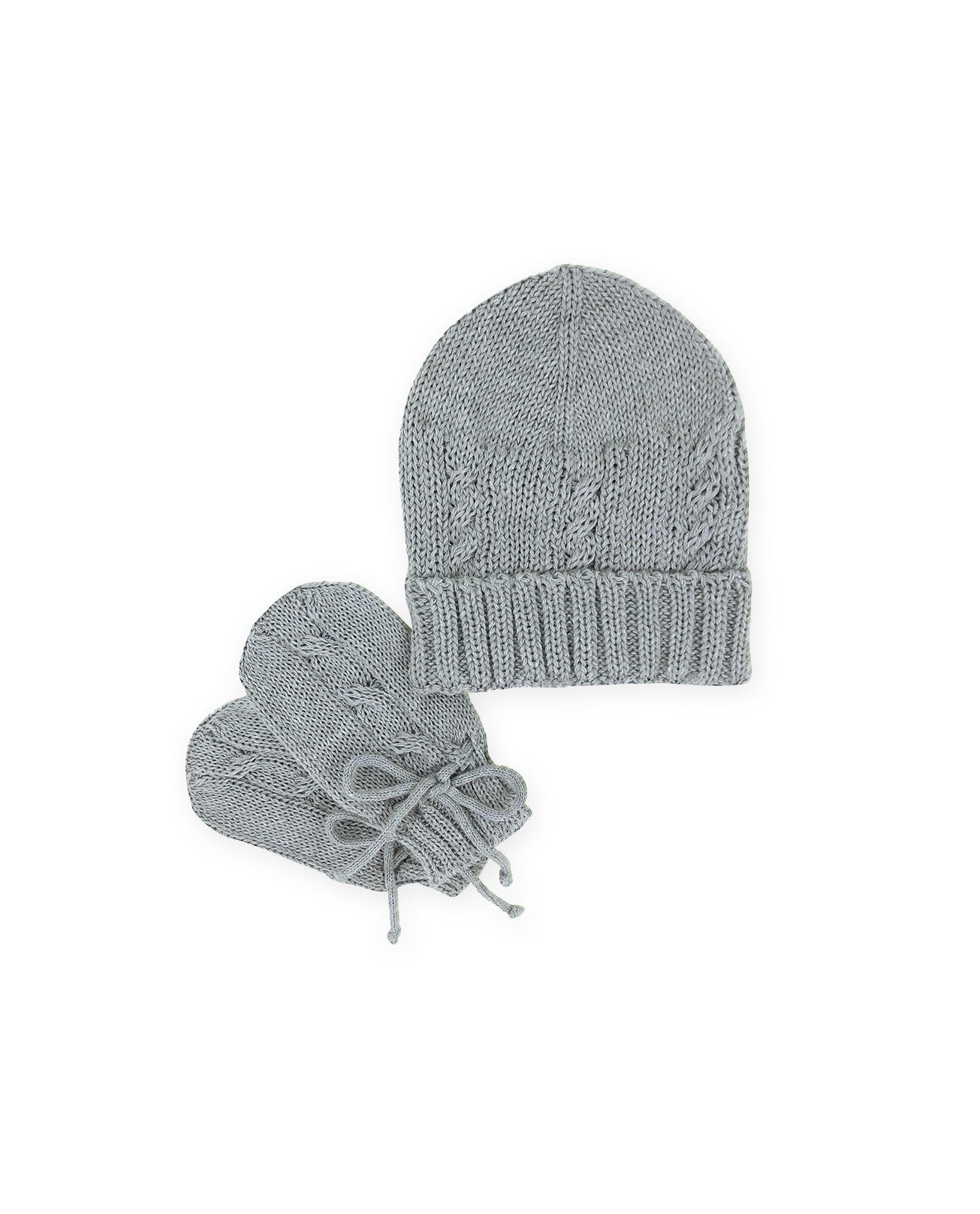 Kit Gorro e Luvas Trança Cinza - Nina & Maria Baby Store