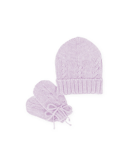Kit Gorro e Luvas Trança Lilás 1305