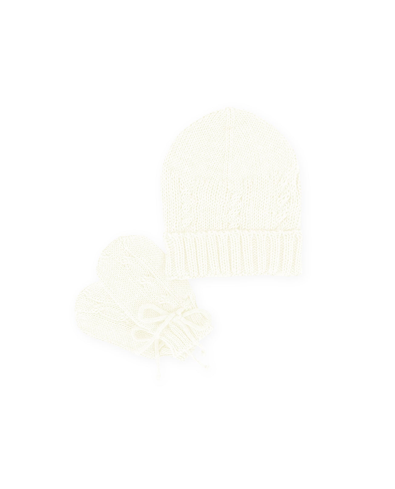 Kit Gorro e Luvas Trança Off White - Nina & Maria Baby Store