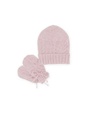 Kit Gorro e Luvas Trança Rosa Chá