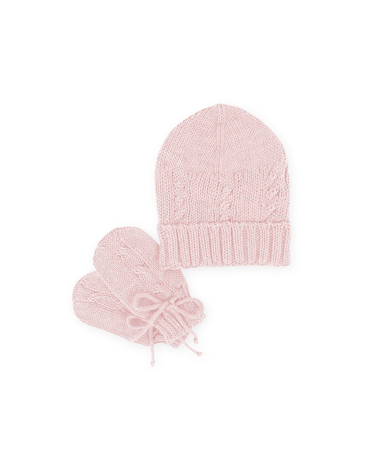 Kit Gorro e Luvas Trança Rosa - Nina & Maria Baby Store