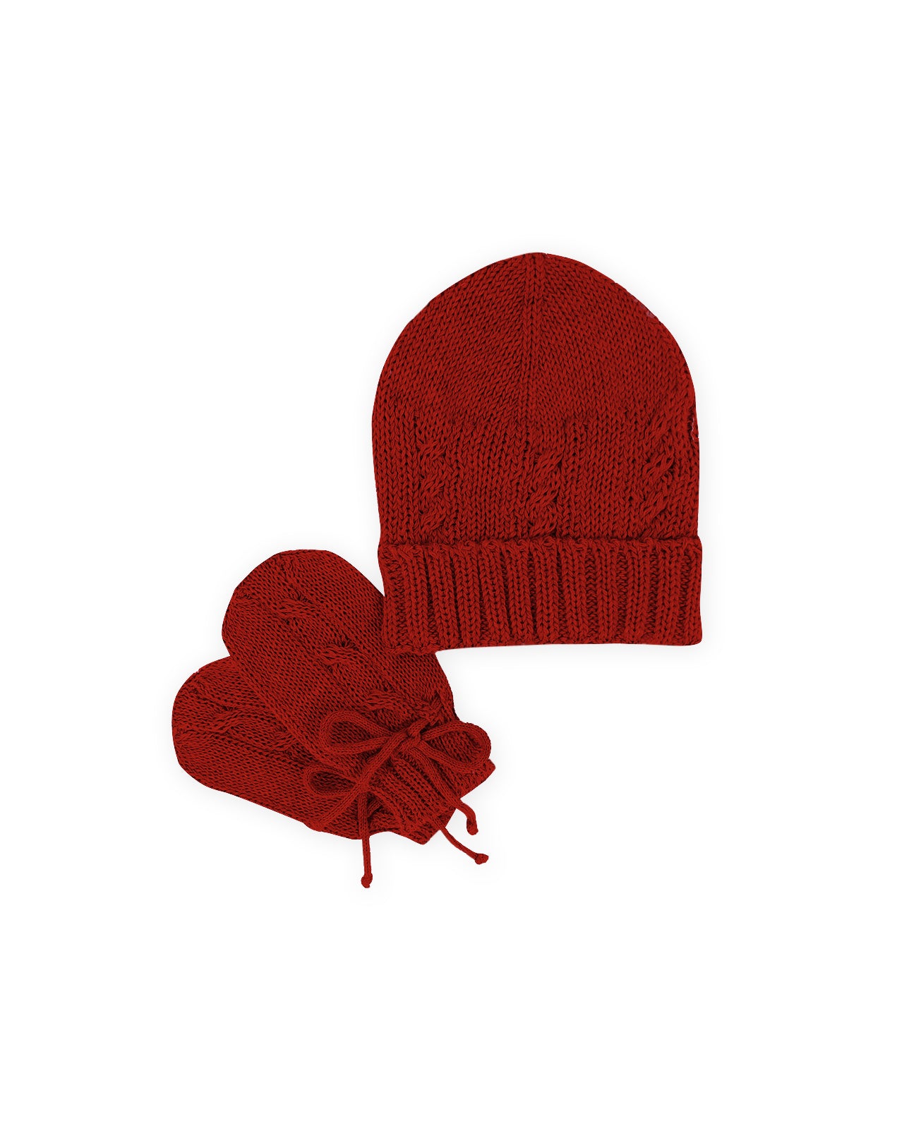 Kit Gorro e Luvas Trança Vermelho - Nina & Maria Baby Store