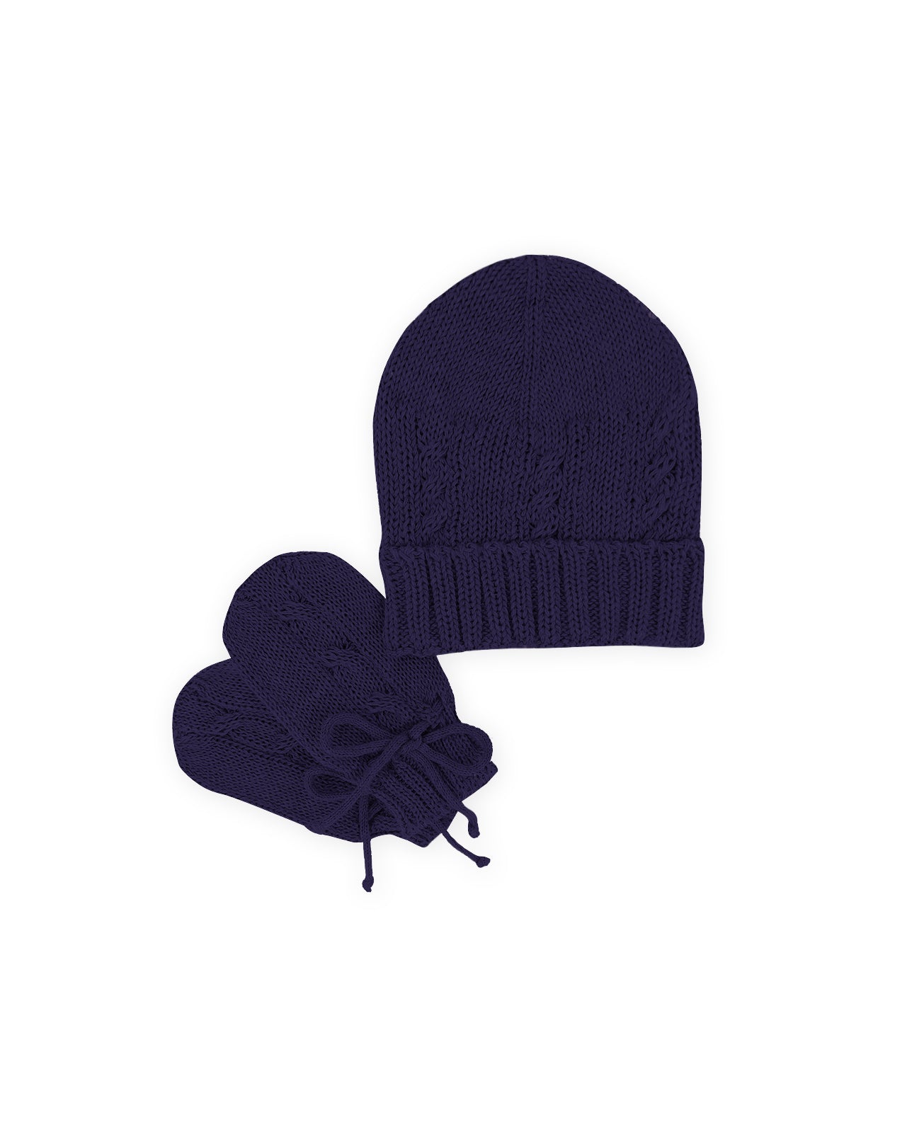 Kit Gorro e Luvas Trança Marinho - Nina & Maria Baby Store
