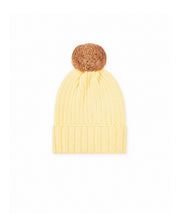 Gorro Pompom Canelado - Amarelo