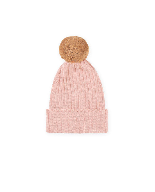 Gorro Pompom Canelado Rosa 1305