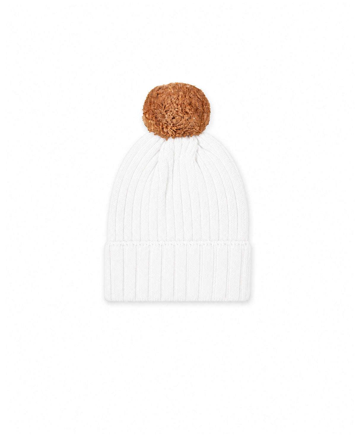 Gorro Pompom Canelado Branco Neve