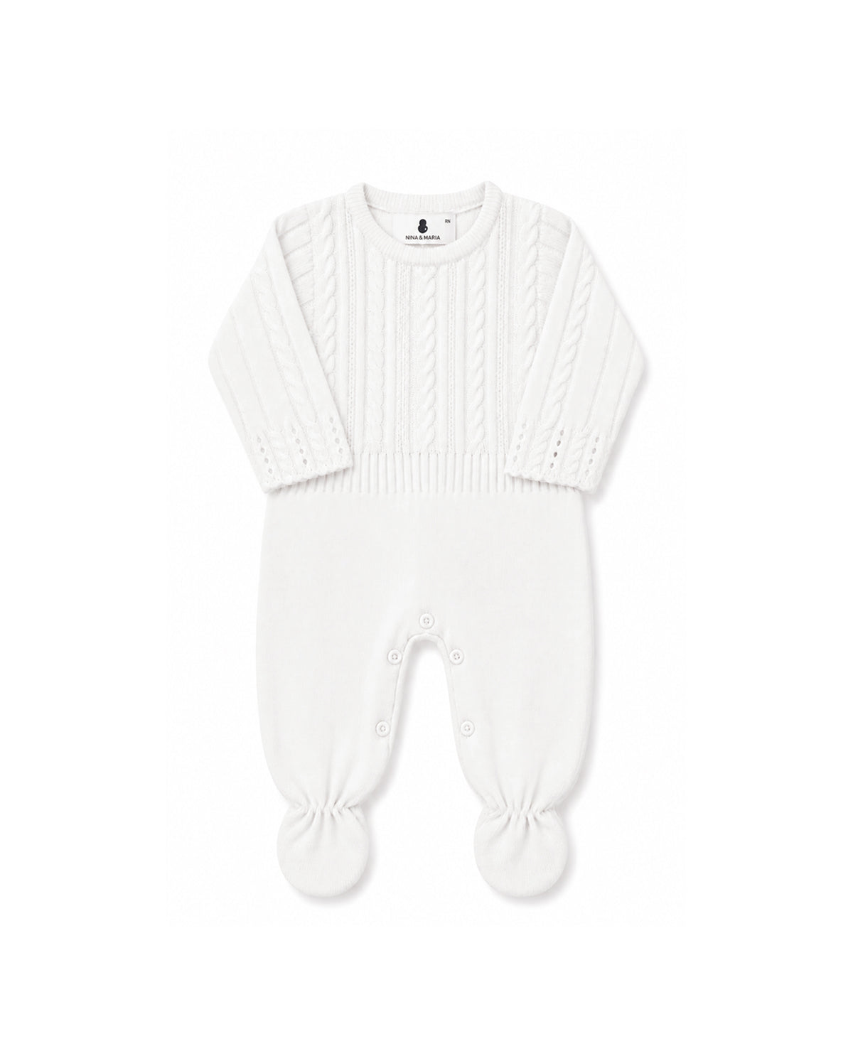 Macacão Braid  Branco - Nina & Maria Baby Store