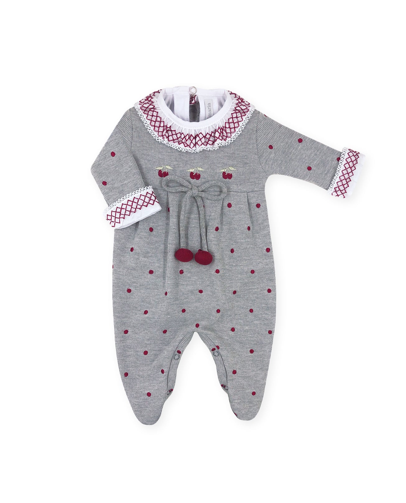 Conjunto Macacão Cereja Cinza - Nina & Maria Baby Store