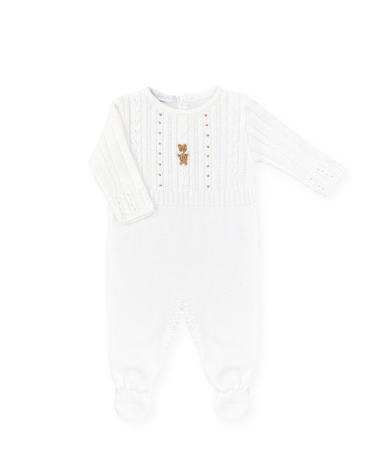 Macacão Urso Rococó Branco - Nina & Maria Baby Store